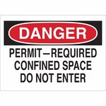 image of Brady B-302 Polyester Rectangle White Confined Space Sign - 5 in Width x 3.5 in Height - Laminated - 87768