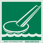 image of Brady Bradyglo B-347 Polyester / Polystyrene Square Green IMO Evacuation Sign - 6 in Width x 6 in Height - Glow in the Dark - 59109