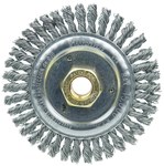 image of Weiler Dually 79801 Wheel Brush - 4.5 in Dia - Knotted - Stringer Bead Steel Bristle