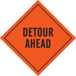 image of Brady Mesh Diamond Orange Road Construction Sign - 48 in Width x 48 in Height - 56767