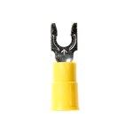 image of 3M Scotchlok MV10-8FLX Yellow Locking Brazed Vinyl Brazed Fork & Spade Terminal - 1.03 in Length - 0.32 in Wide - 0.32 in Fork Width - 0.25 in Max Insulation Outside Diameter - 0.135 in Inside Diamete