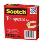 image of 3M Scotch 600-2P12-72 Clear Box Sealing Tape - 1/2 in Width x 2592 in Length - 2.3 mil Thick - 20974