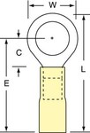 image of 3M Scotchlok MH10-38RK Yellow Brazed Ring Terminal - 1.2 in Length - 0.59 in0.59 in Wide - 0.145 in Inside Diameter - 3/8 in Stud - 06313