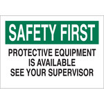 image of Brady B-120 Fiberglass Reinforced Polyester Rectangle White PPE Sign - 14 in Width x 10 in Height - 69215