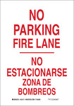 image of Brady B-555 Aluminum Rectangle White Parking Restriction, Permission & Information Sign - 7 in Width x 10 in Height - Language English / Spanish - 124169