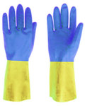 image of Red Steer 124 Blue/Yellow Large Neoprene/Rubber Cleaning Gloves - 13 in Length - 124-L