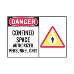 image of Brady B-555 Aluminum Rectangle White Confined Space Sign - 14 in Width x 10 in Height - 46819