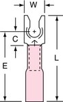 image of 3M Scotchlok MH18-6FLX Red Locking Brazed Plastic Brazed Fork & Spade Terminal - 1 in Length - 0.25 in Wide - 0.25 in Fork Width - 0.145 in Max Insulation Outside Diameter - 0.07 in Inside Diameter - 
