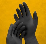 image of Adenna Dark Light Black Large Powder Free Disposable General Purpose & Examination Gloves - Medical Exam Grade - 9.4 in Length - 9 mil Thick - DLG676