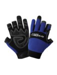 image of Global Glove Gripster SG9001NF Black/Blue Large PVC/Spandex/Synthetic Leather Mechanic's Gloves - SG9001NF/LG