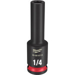 image of Milwaukee SHOCKWAVE Impact Duty 49-66-6115 6 Point 1/4 in Deep Socket - Forged Steel - 3/8 in Drive - 2.56 in Length - 58072