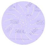 image of 3M Hookit 360L Coated Aluminum Oxide Purple Hook & Loop Disc - Film Backing - 3 mil Weight - P220 Grit - Very Fine - 5 in Diameter - 20541