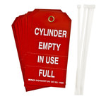 image of Brady 17928 White on Red Polyester Cylinder Status Cylinder Status Tag - 3 in Width - 5 3/4 in Height - B-851