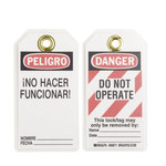 image of Brady 65671 Black / Red on White Polyester / Paper Lockout / Tagout Tag - 3 in Width - 5 3/4 in Height - B-837