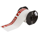 image of Brady ToughWash B30C-25-855-ANSIDA Printer Label Roll - 4 in x 6.25 in - Polyester - White, Red / White text - B-855 - 89813