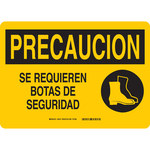image of Brady B-555 Aluminum Rectangle Yellow PPE Sign - 14 in Width x 10 in Height - Language Spanish - 38473