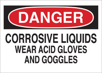 image of Brady B-302 Polyester Rectangle White Chemical Warning Sign - 10 in Width x 7 in Height - Laminated - 84369