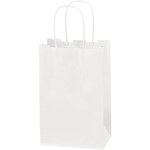 image of White Shopping Bags - 3.25 in x 5.25 in x 8.375 in - SHP-3928