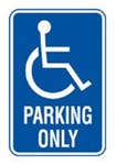 image of Brady Aluminum Rectangle Blue Disabled Parking & Building Access Sign - 12 in Width x 18 in Height - 103753