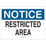 image of Brady B-555 Aluminum Rectangle White Restricted Area Sign - 10 in Width x 7 in Height - 95305