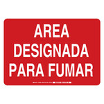 image of Brady B-555 Aluminum Rectangle Red Smoking Area Sign - 14 in Width x 10 in Height - Language Spanish - 38465