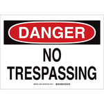 image of Brady B-555 Aluminum Rectangle White No Trespassing Sign - 10 in Width x 7 in Height - 95360