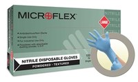 image of Microflex N24 Blue Large Powdered Disposable Gloves - Food Grade - Rough Finish - N243