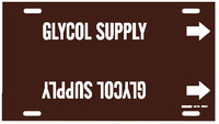 image of Brady 4202-G Strap-On Pipe Marker, 8 in to 9 7/8 in - Other Liquid - Plastic - White on Brown - B-915 - 68257