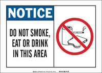 image of Brady B-401 High Impact Polystyrene Rectangle White Food, Beverage & Smoking Sign - 14 in Width x 10 in Height - 26528