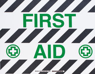 image of Brady Toughstripe B-534 Polyester Rectangle White First Aid Sign - 18 in Width x 14 in Height - Laminated - 104491