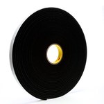 3M 4504 Black Single Sided Foam Tape - 1 in Width x 18 yd Length - 1/4 in Thick - 03320