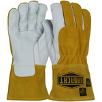 image of PIP Ironcat 6243 Brown Large Grain Goatskin Welding Glove - Straight Thumb - ANSI A4 Cut Resistance - 6243/L