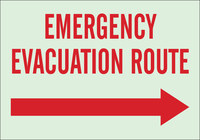 image of Brady Bradyglo B-347 Polyester / Polystyrene Rectangle Green Evacuation Route Sign - 10 in Width x 7 in Height - Glow in the Dark - 90950