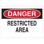 image of Brady B-555 Aluminum Rectangle White Restricted Area Sign - 10 in Width x 7 in Height - 40687