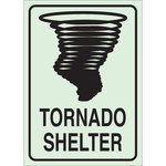 image of Brady BradyGlo B-324 Polyester Rectangle Green Tornado & Severe Weather Shelter Sign - 10 in Width x 14 in Height - Glow in the Dark - 90184