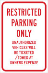 image of Brady B-959 Aluminum Rectangle White Parking Restriction, Permission & Information Sign - Reflective - 115554