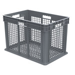 image of Akro-Mils 37616 Straight Wall Container - Gray - Industrial Grade Polymer - 23 3/4 in x 15 3/4 in x 16 1/8 in - 37616 GREY