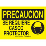 image of Brady B-401 Polystyrene Rectangle Yellow PPE Sign - 14 in Width x 10 in Height - Language Spanish - 38981