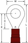 image of 3M Scotchlok MN8-12R/SK Red Brazed Nylon Brazed Ring Terminal - 1.72 in Length - 0.81 in0.81 in Wide - 0.175 in Inside Diameter - 1/2 in Stud - 08271