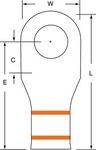 image of 3M Scotchlok MC3/0-12RX Orange Copper Terminal Lug - 2.24 in Length - 0.91 in Wide - 0.51 in Inside Diameter - One Hole - 1/2 in Stud - 09200
