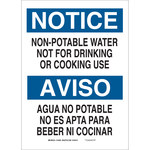 image of Brady B-555 Aluminum Rectangle White Water Sanitation Sign - 10 in Width x 14 in Height - Language English / Spanish - 38581