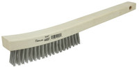 Weiler Stainless Steel Hand Wire Brush - 1 1/8 in Width x 14 in Length - 0.012 in Bristle Diameter - 44057
