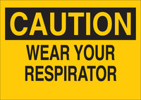 image of Brady B-302 Polyester Rectangle Yellow Respirator Sign - 10 in Width x 7 in Height - Laminated - 88585