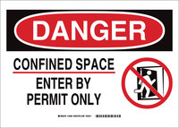 image of Brady B-555 Aluminum Rectangle White Confined Space Sign - 14 in Width x 10 in Height - 19200