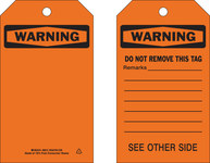 image of Brady 86515 Black on Orange Polyester Equipment Safety Tag - 4 in Width - 7 in Height - B-851