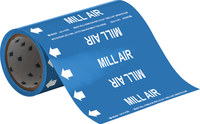 image of Brady 41563 Self-Adhesive Pipe Marker - Vinyl - White on Blue - B-946