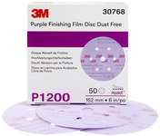 image of 3M Hookit Aluminum Oxide Purple Hook & Loop Disc - Film Backing - 1200 Grit - 6 in Diameter - 30668