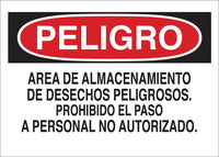 image of Brady B-120 Fiberglass Reinforced Polyester Rectangle White Chemical Warning Sign - 14 in Width x 10 in Height - Language Spanish - 39555