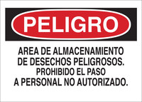 image of Brady B-555 Aluminum Rectangle White Chemical Warning Sign - 10 in Width x 7 in Height - Language Spanish - 38127