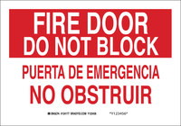 image of Brady B-555 Aluminum Rectangle Red Fire Exit Sign - 14 in Width x 10 in Height - Language English / Spanish - 124178